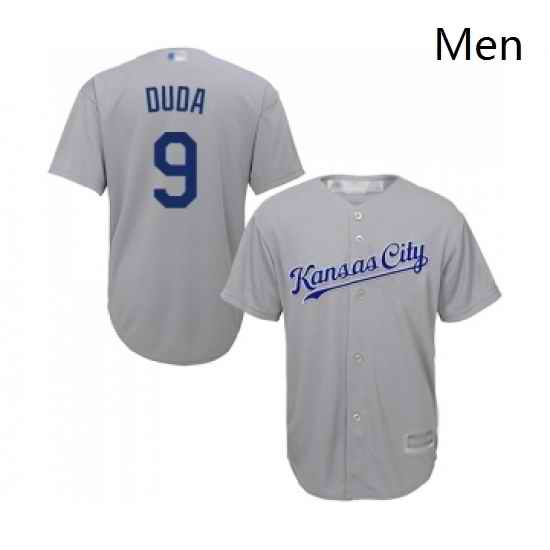 Mens Kansas City Royals 9 Lucas Duda Replica Grey Road Cool Base Baseball Jersey